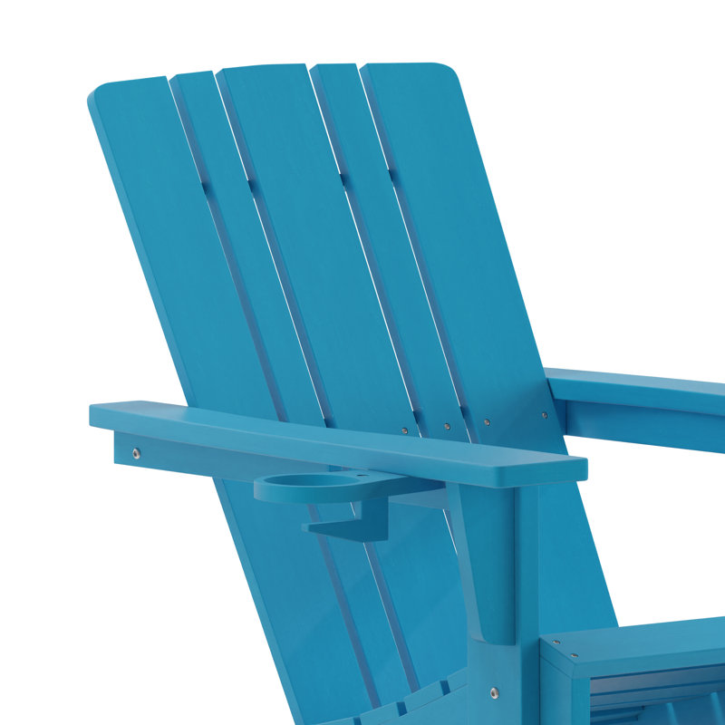 Barnason Commercial Grade All-Weather Adirondack Chair with Swiveling Cupholder, Blue
