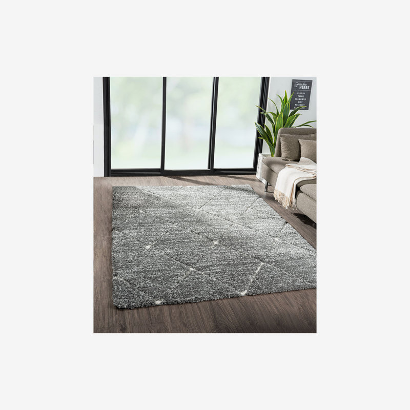 Tapis treillis gris et crème Folkes