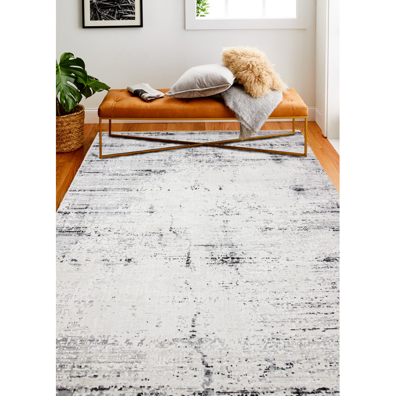 Coastal Abstract Gray Synthetic 4' x 6' Accent Rug