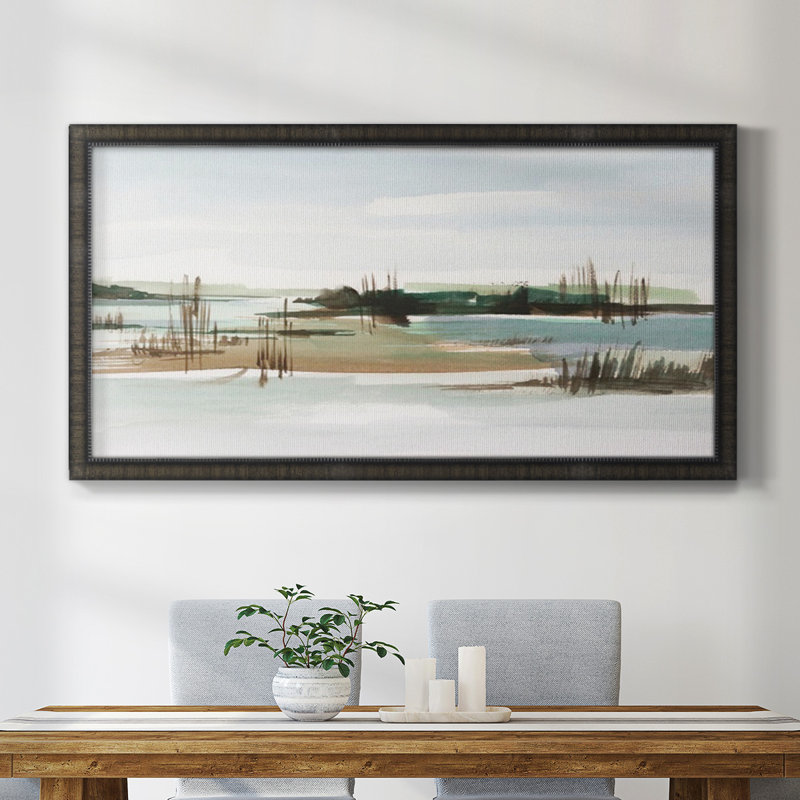 Marsh Reeds I - Toile encadrée de qualité supérieure - prête à être accrochée, H 21 po x l 37 po x P 1 po, Noir
