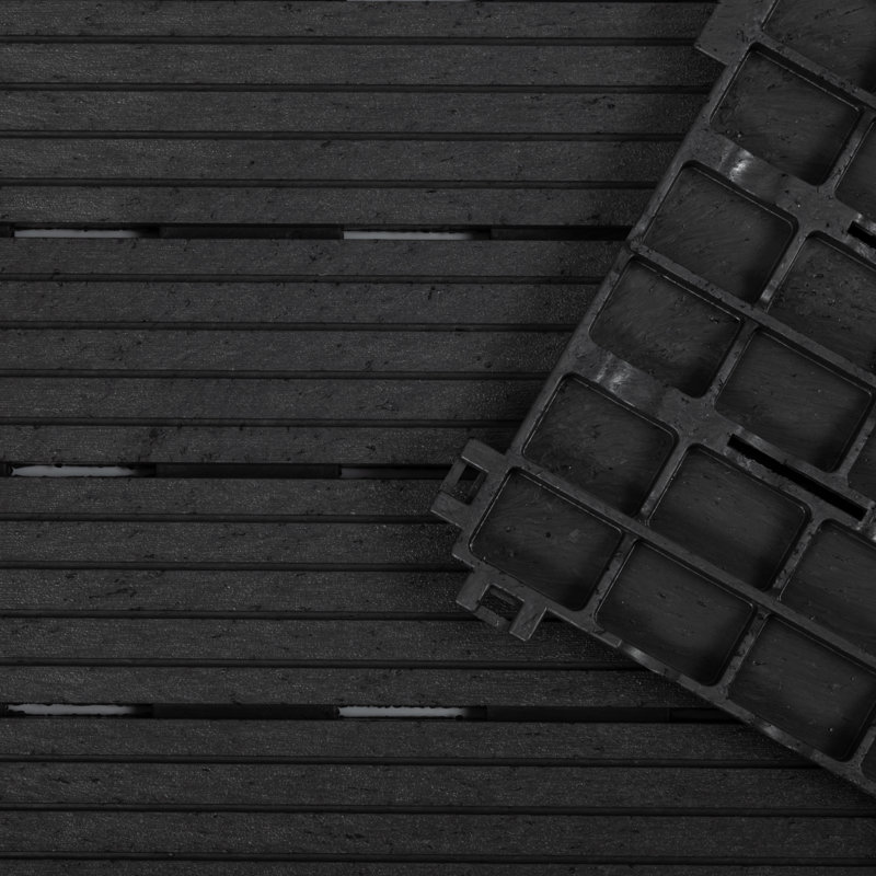 30 cm x 30 cm Composite Interlocking Deck Tile, Dark Grey