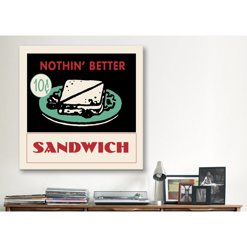 Publicité rétro sur toile tendue sandwich, H 26 po x l 26 po x P 1,5 po, Toile tendue, Pas de tapis