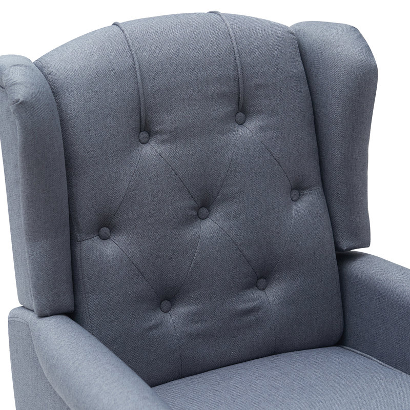 Recliner Wingback Chair Tufted Arm Chair Recliner Fabric Push Back Recliner, Dark Grey Linen