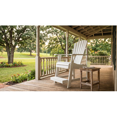 Weathercraft Elevated Adirondack Balcony Pub Chair with Built-In Footrest, Solid Wood Pressure-Treated Pine, 15 Sherwin-Williams Finish Options, Made in USA