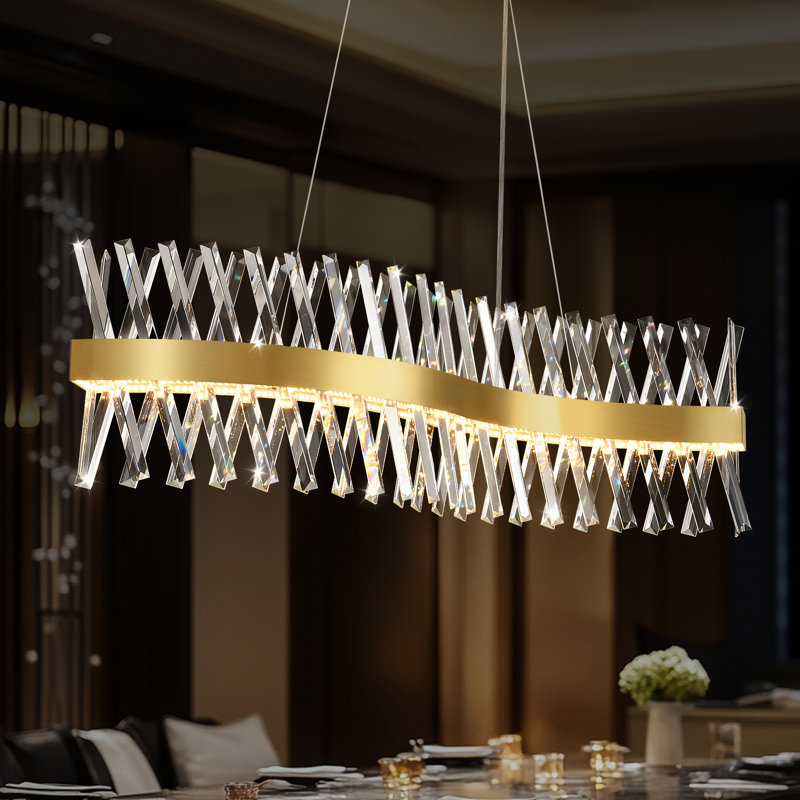 Lustre rectangulaire à DEL 40 "/ 47,5" avec accents en cristal Stith, H 98,5 po x l 40 po x P 8 po