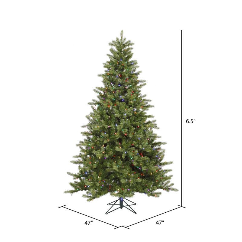 King Green Spruce Artificial Christmas Tree with LED Warm White Lights with Stand, 6.5' H, Multi-colored Dura-Lit® LED