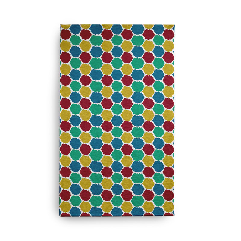 Sporty Red and Multicolor Geometric Chenille Rug, 18" x 30"