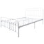 Lit plateforme en métal blanc pour chambre à coucher grand lit, style victorien, sous le rangement et tracas - conception d'assemblage, support à lattes haut pied