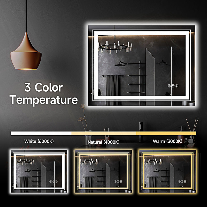 Inch Frameless LED Bathroom Mirror,Smart Mirror, 32.03" x 24.03"