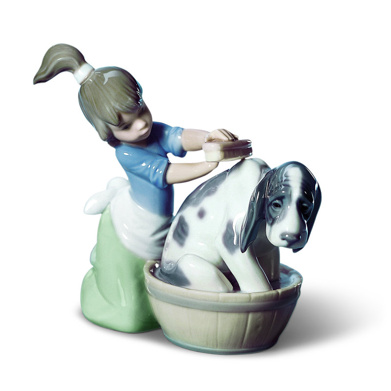 Bashful Bather Dog Figurine