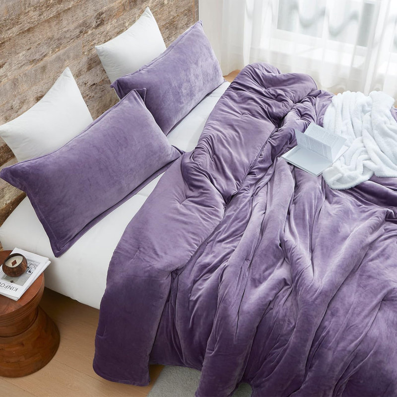 Ensemble d'édredon en polyester, Mauve, Édredon pour très grand lit + 2 très grandes ta
