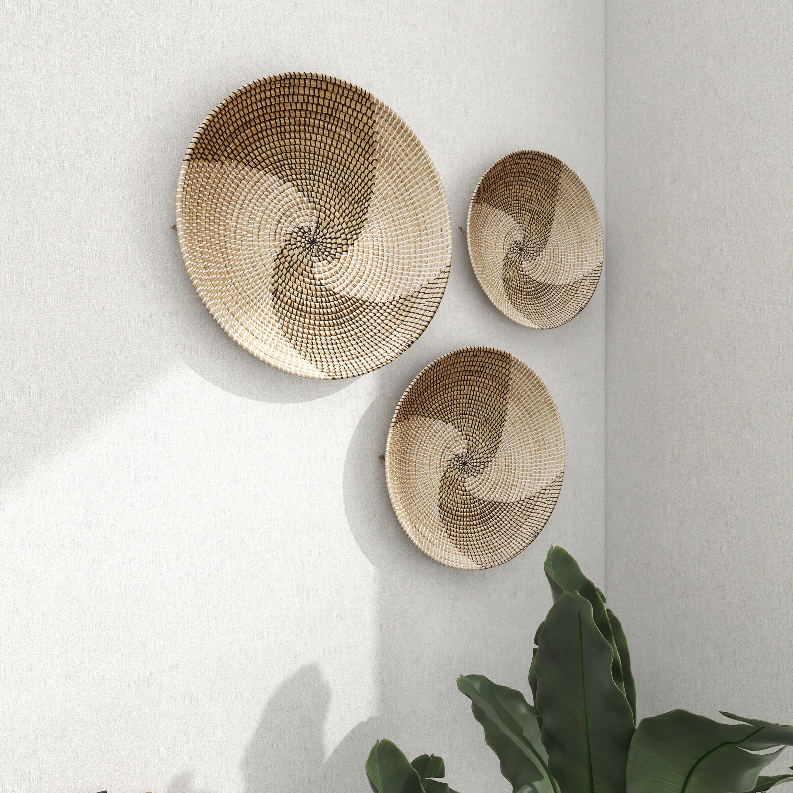 Seagrass Handmade Spiral Basket Plate Home Wall Decor