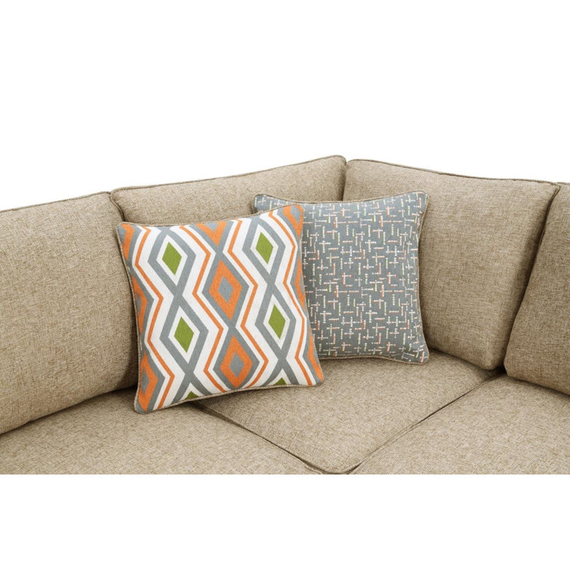 Thlema Upholstered L-Shaped Sectional Right Hand Facing, Light Brown Polypropylene/Olefin