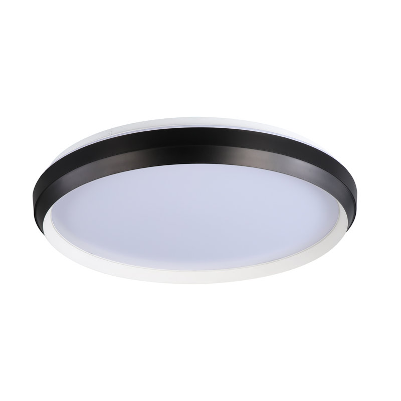 Plafonnier encastré Keuna, Blanc mat / noir mat, H 3,25 po x l 18,9 po x P 18,9 po