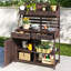Banc en bois de sapin brun avec beaucoup de rangement - idéal pour l'organisation d'outils de jardin