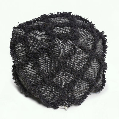 Handcrafted Wool and Cotton Pouf with Brown Color