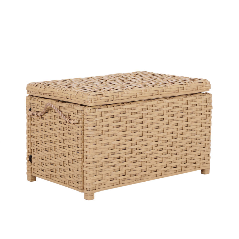 Jacob Hand-Woven Wicker Storage Trunk, Yellow