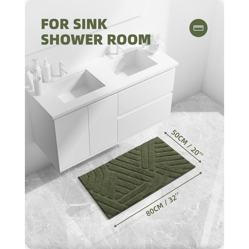 Tapis pour salle de bain Ibnou, L 32 po x l 20 po, Vert