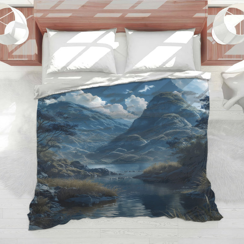 Mountain River Scene Comforter, Twin Extra Long