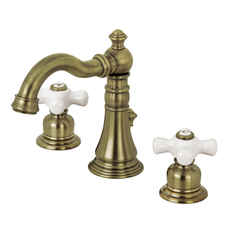 American Classic Widespread Bathroom Faucet with Drain Assembly, Vintage Brass