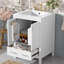 Meuble-lavabo de 24 pouces avec lavabo en céramique, portes doubles, tiroir séparateur, tablette double couche, système de fermeture en douceur et poignées argentées élégantes pour une couleur riche-657067607