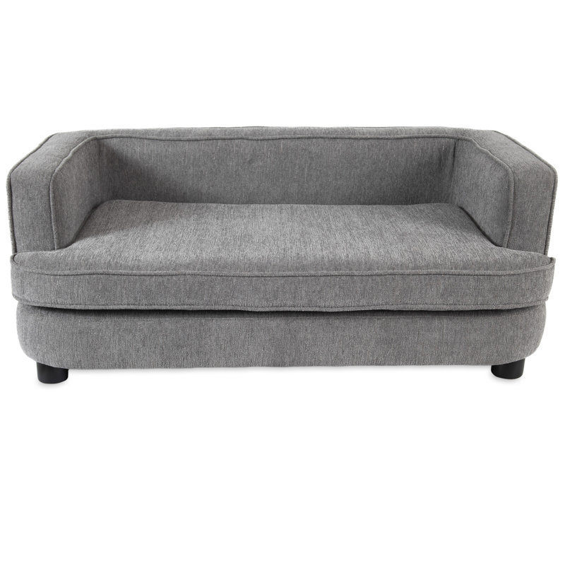 Large Pewter Linen Chew Resistant Dog Sofa Bed