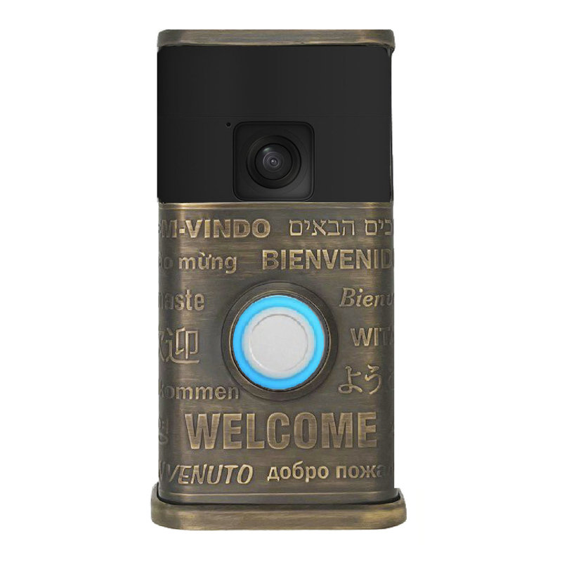 Housse de sonnette multicolore pour vidéo de bienvenue - Compatible avec une sonnette à anneau (version 2024), Laiton antique