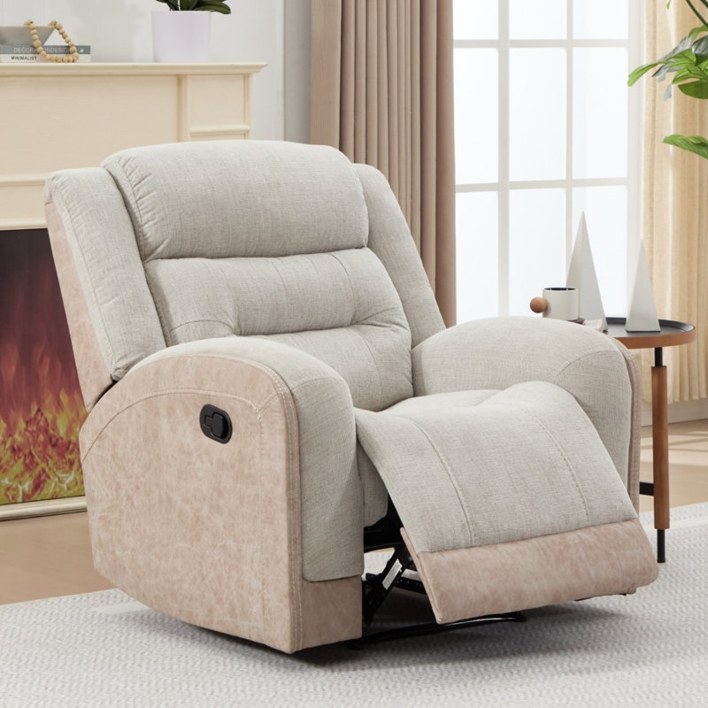 Fauteuil inclinable manuel en cuir 37,8 po avec coussins rembourrés
