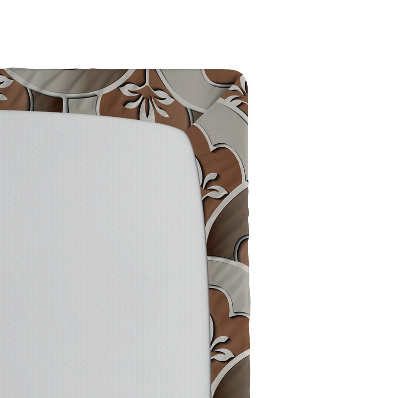Drap-housse à motif floral Ambesonne, Drap-housse simple TG, Caramel / taupe / motif géométrique brun clair