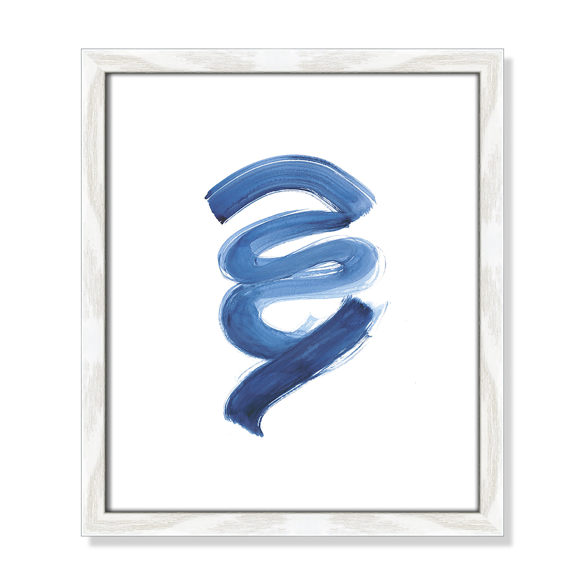 Slinky Indigo I by Filippo Ioco - Painting Print, White Wood Framed Paper, 15" H x 13" W x 0.75" D