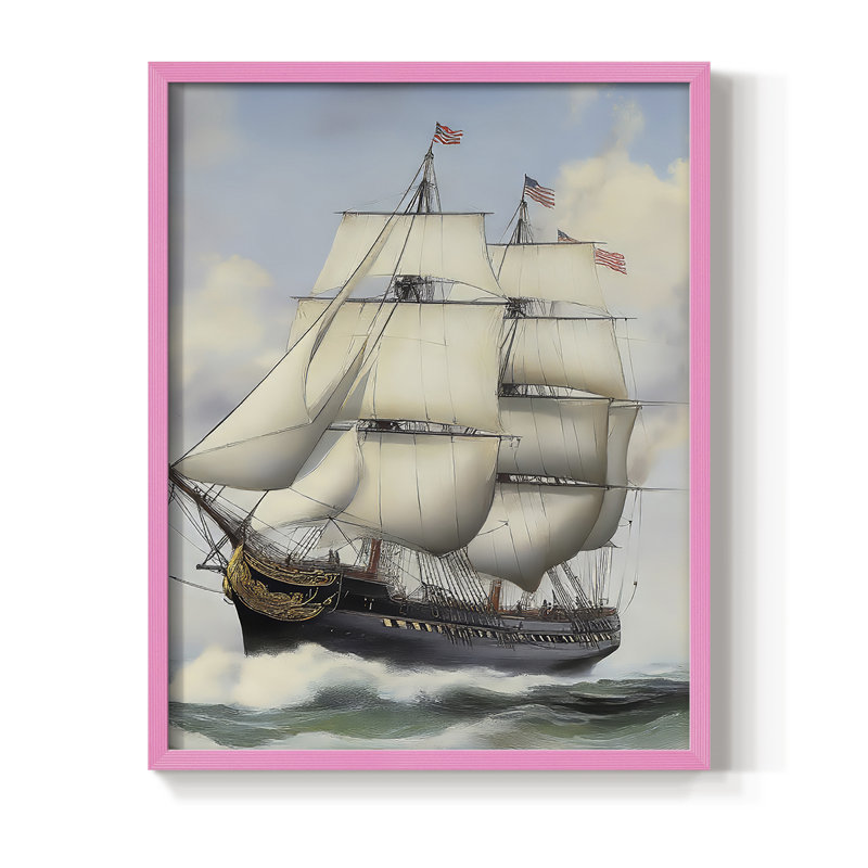 NAUTICAL Series LXII, reproduction encadrée - bois massif, H 15 po x l 12 po, Rose