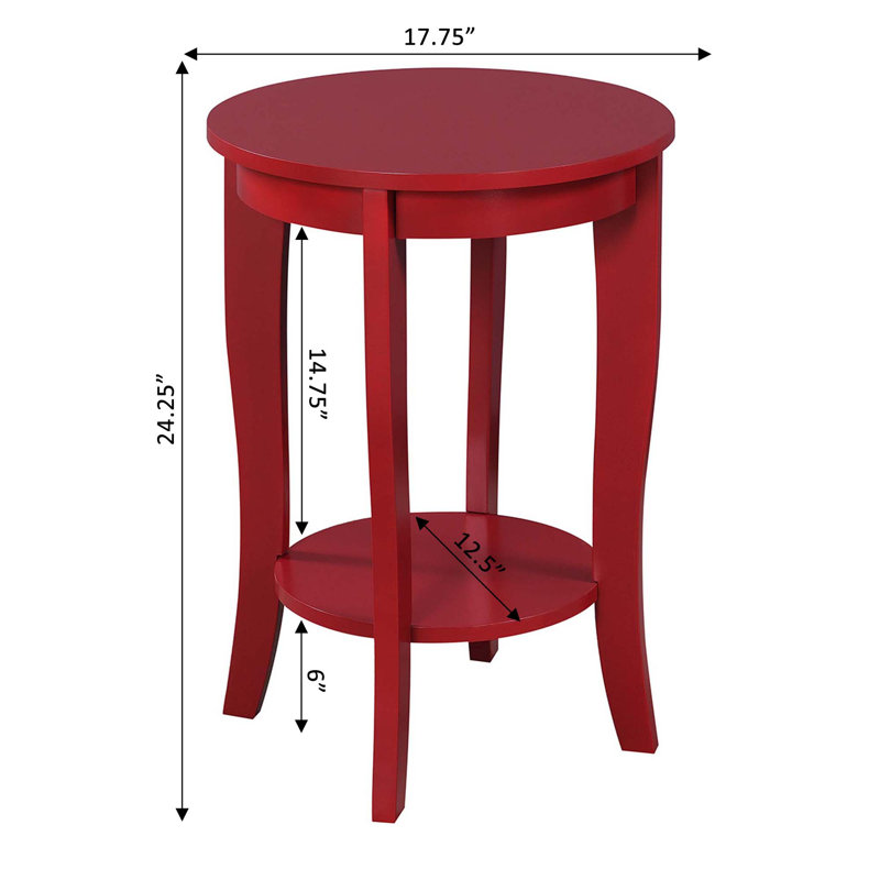 Carbin Round End Table, Cranberry Red