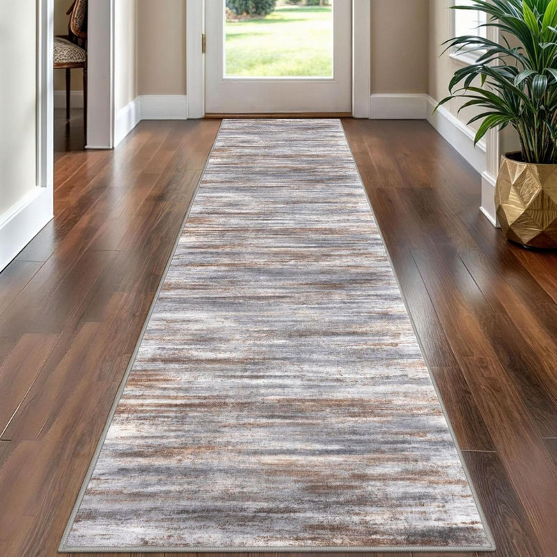 Modern Abstract Hallway Runner Rug,  Kitchen Rugs Non-Slip Washable Soft Striped Kitchen Runner Rugs, Print Distressed Carpet Runner For Entryway Bathroom Laundry Room Foyer