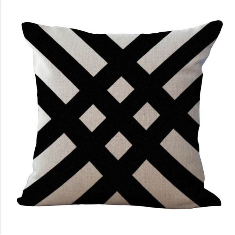 (Covers With Inserts) Set of 2 B&W Pattern Pillows