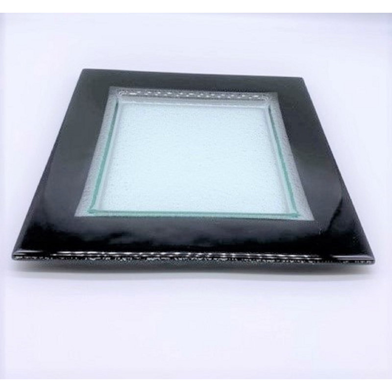 Allayna 25cm Dessert Plate, Clear/Black