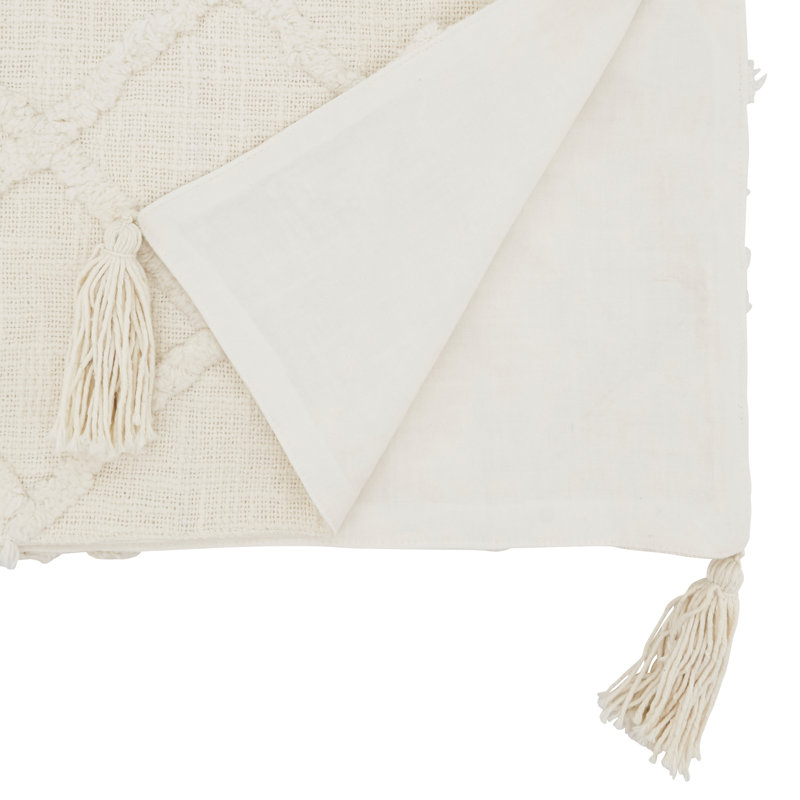 Iero Rectangular Geometric Table Runner, Ivory