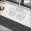 32" Undermount Double Bowl Ceramic Kitchen Sink - Dual Mount White Ceramic Rectangular Deep Double Bowl Sink Basin