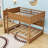 Queen Over Queen Bunk Bed With Built-In Storage Shelves And Charging Station,Ladder