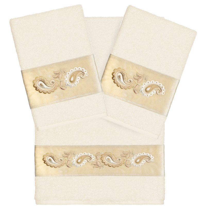  3 Piece 100% Turkish Cotton Towel Set, Cream