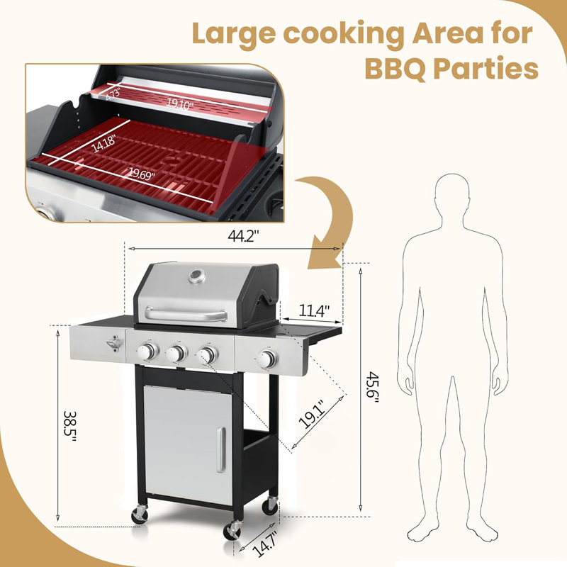 Barbecue au propane à 3 brûleurs avec brûleur latéral