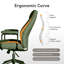Chaise de bureau en cuir vert avec roulettes et accoudoirs, réglable en hauteur, rétro, style Mid-Century moderne-841488370