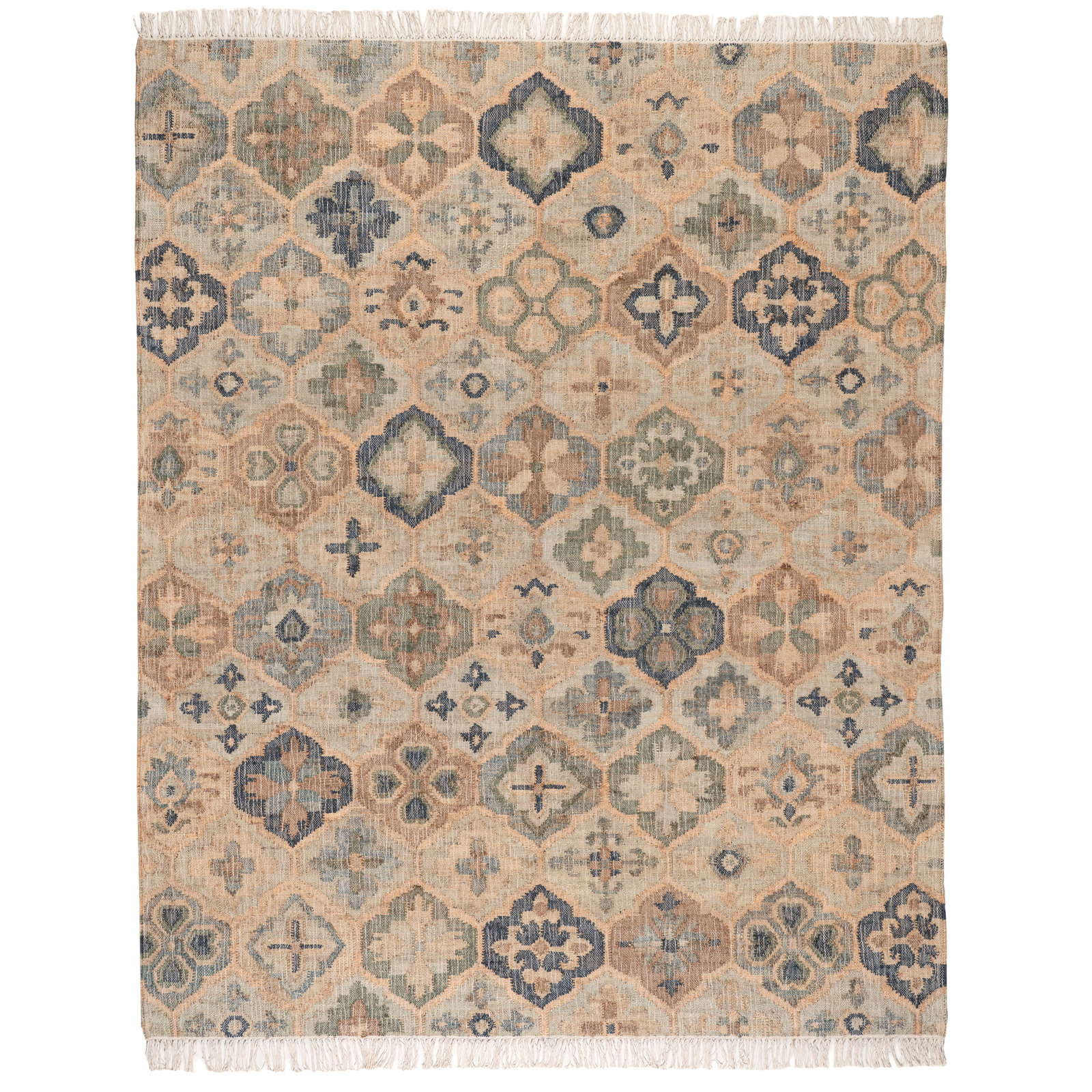 Pali Blue Hand-Woven Geometric Jute Rug, Rectangle 8'6" x 11'6"