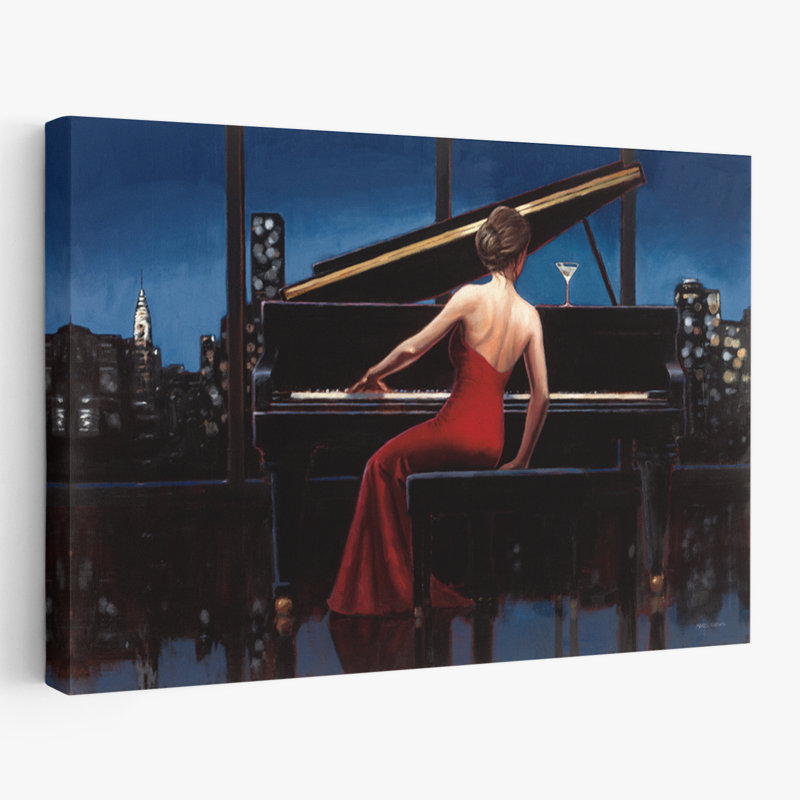 Dame contemporaine en rouge, H 24 po x l 16 po