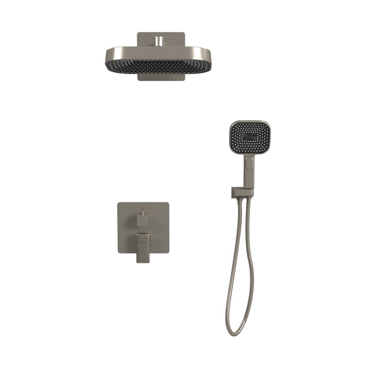 Milan 12-in Rain Showerhead Combo Shower System with Multi-function Handshower and Pressure Balanced Mixing Valve