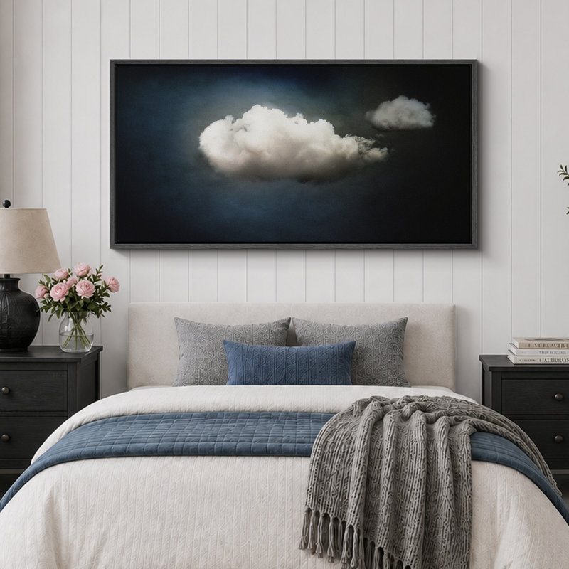 «Clouds Artistic Cloud Vintage Style Antique Retro Fine Art Colorful Room Extra Large Wall Decor», reproduction encadrée