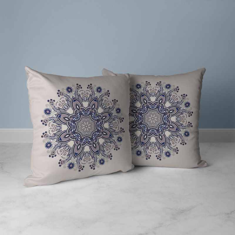 Coussin décoratif intérieur / extérieur Celestial Circles, H 16 po x l 16 po, Bleu / mauve