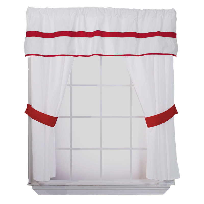 Cotton Blend Curtain/Drape, Red