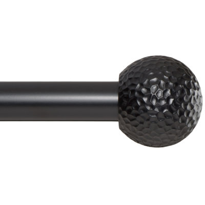  Decorative Window Curtain Rod - Hammered Ball Design, 1 Inch Rod, 16 to 28 Inch (Side Curtain Rod), Black