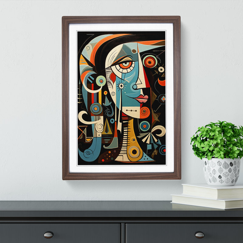 Pablo Picasso Modern - Single Picture Frame Print on Wood, 64cm H x 46cm W x 2cm D, Walnut Framed