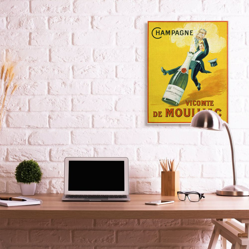 "Vintage Illustration Champagne Vicomte de Moulliac Pop Art" par Marcus Jules, Toile tendue, H 40 po x l 30 po x P 1,5 po
